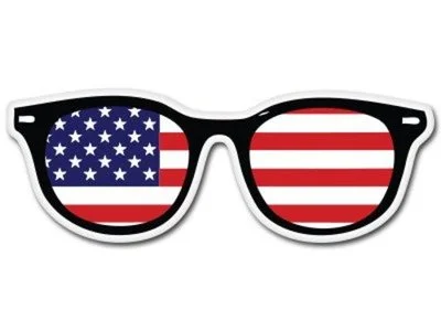 American Flag Glasses Hipster Patriotic - Vinyl Sticker Decal - SELECT SIZE